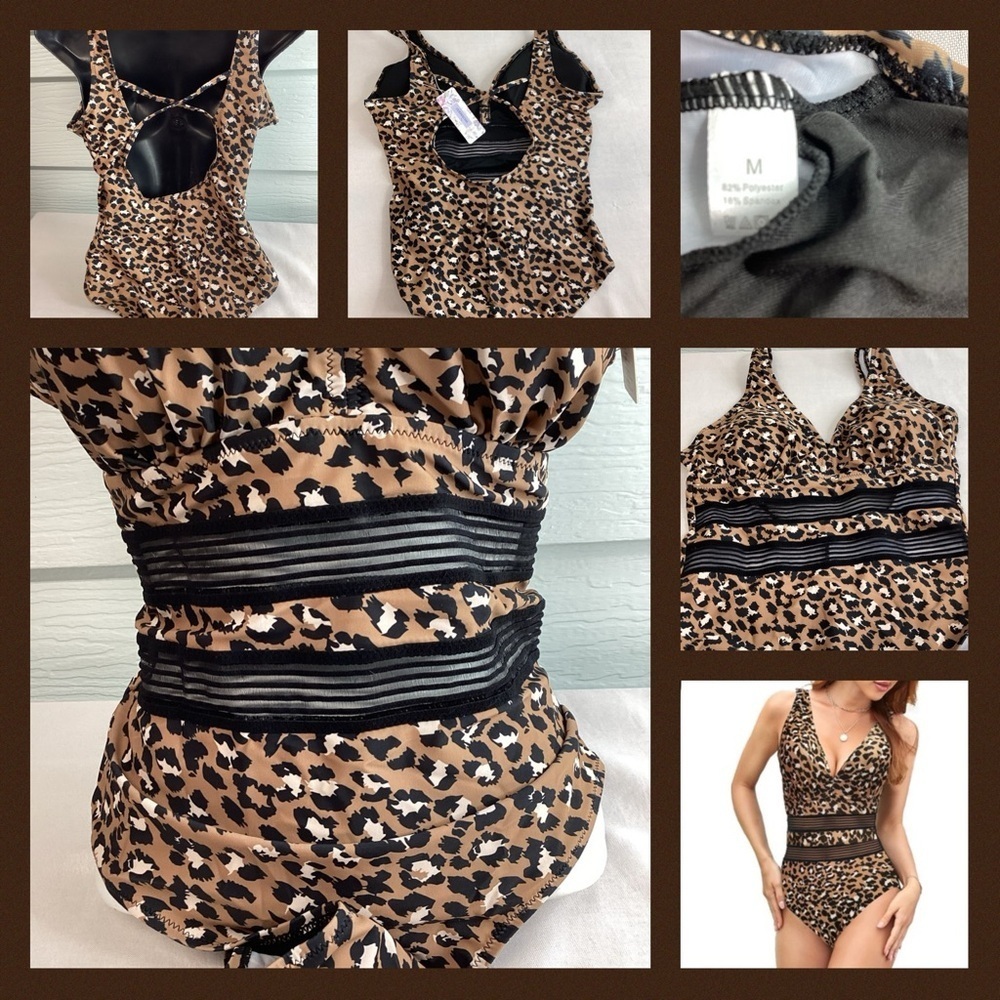 Animal, print, sexy one piece swimsuit. - Picture 5 of 7